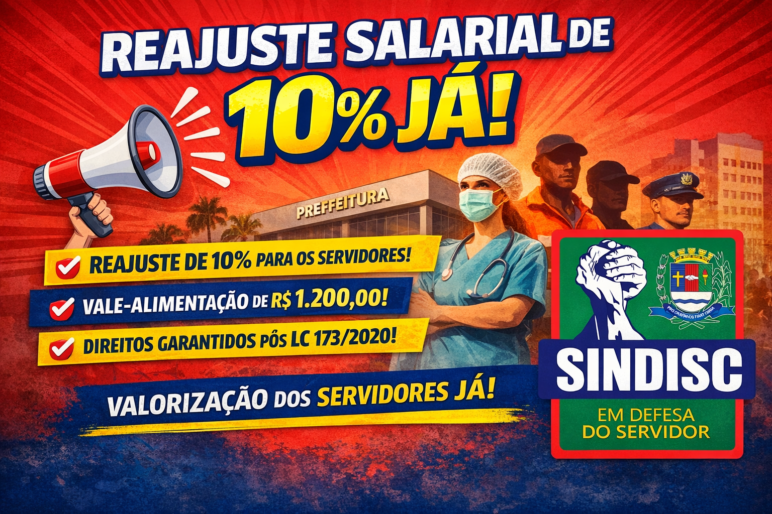 Sindicato inicia negociações e reivindica reajuste salarial de 10% para servidores municipais